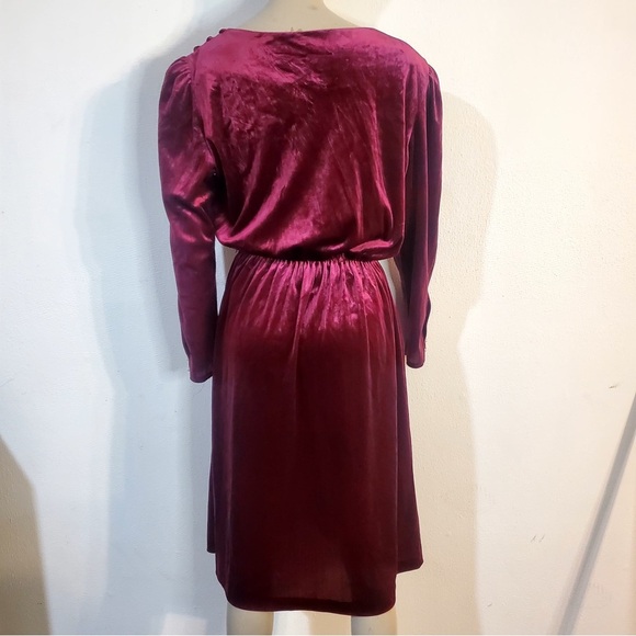 Vintage 70s 80s J.M. II Womens Size 8  Purple Velour Holiday Long Sleeve - Picture 8 of 12